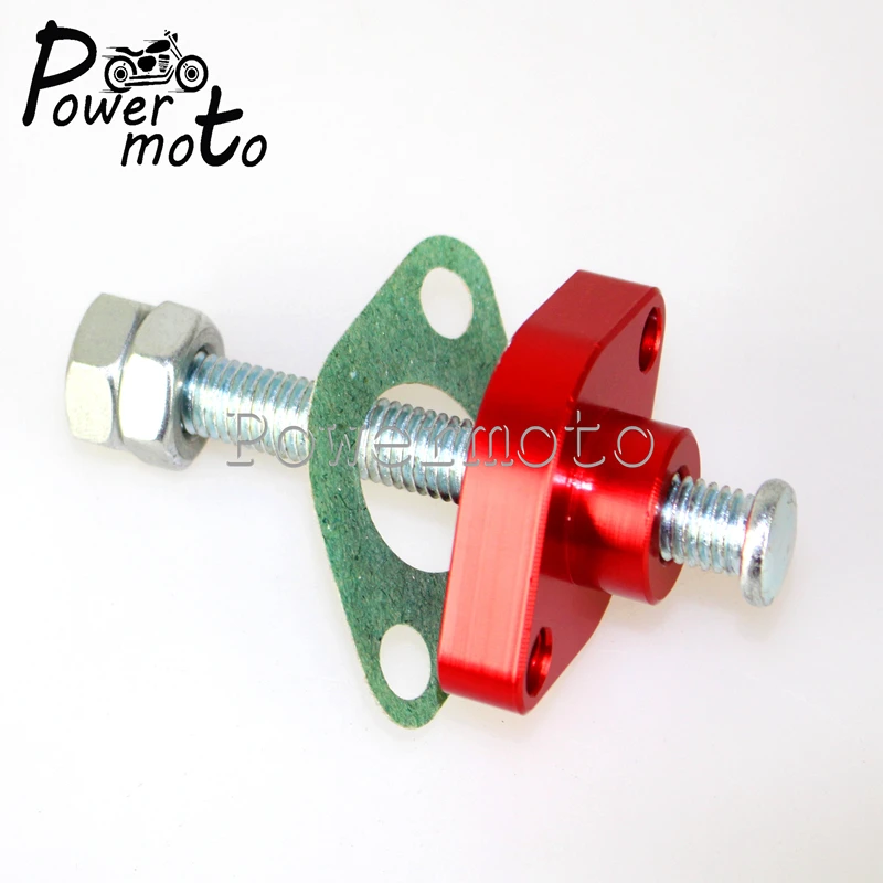 Красный CNC алюминиевый ручной натяжитель цепи для Yamaha FZ6 FZ1 YZF TTR WR KAWASAKI KLF KLT KLX