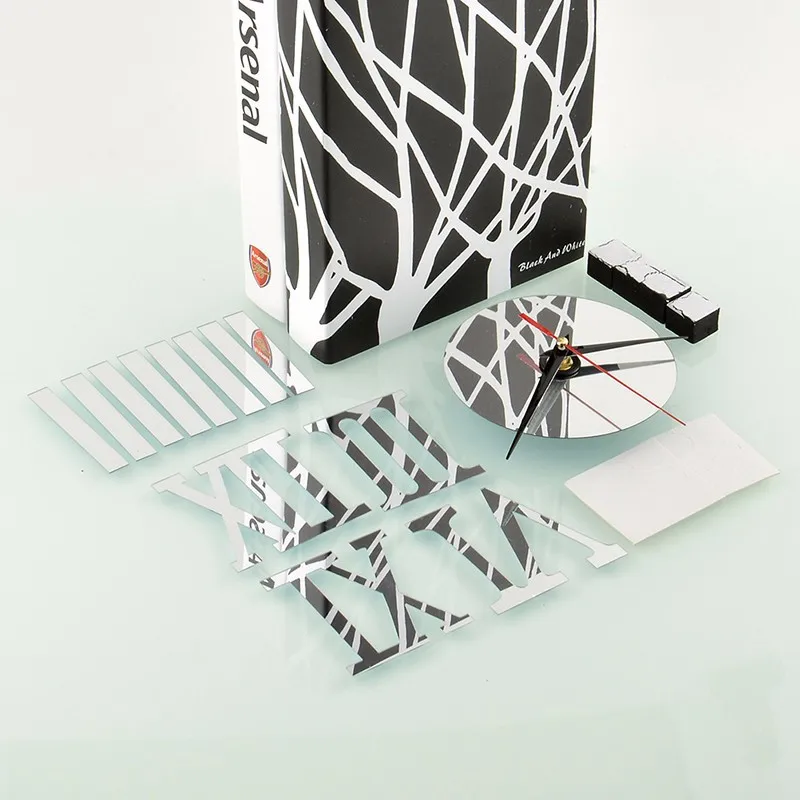 Современные DIY интерьерные римские настенные часы 3D стикер домашний зеркальный эффект 4 стиля 3D стикер на стену s