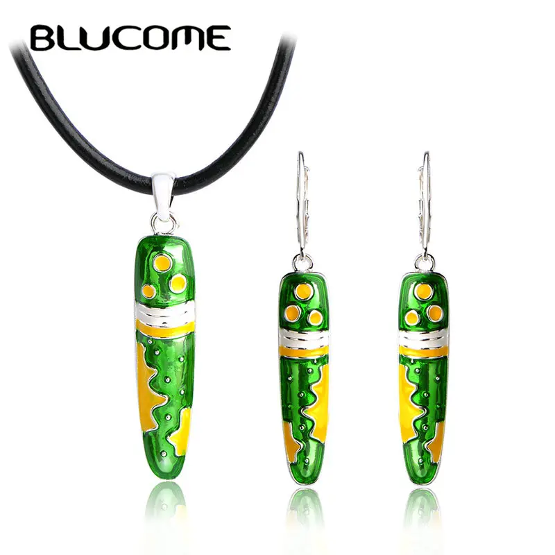 Женский комплект из колье и серёг Blucome разноцветный в форме ручки с веревкой