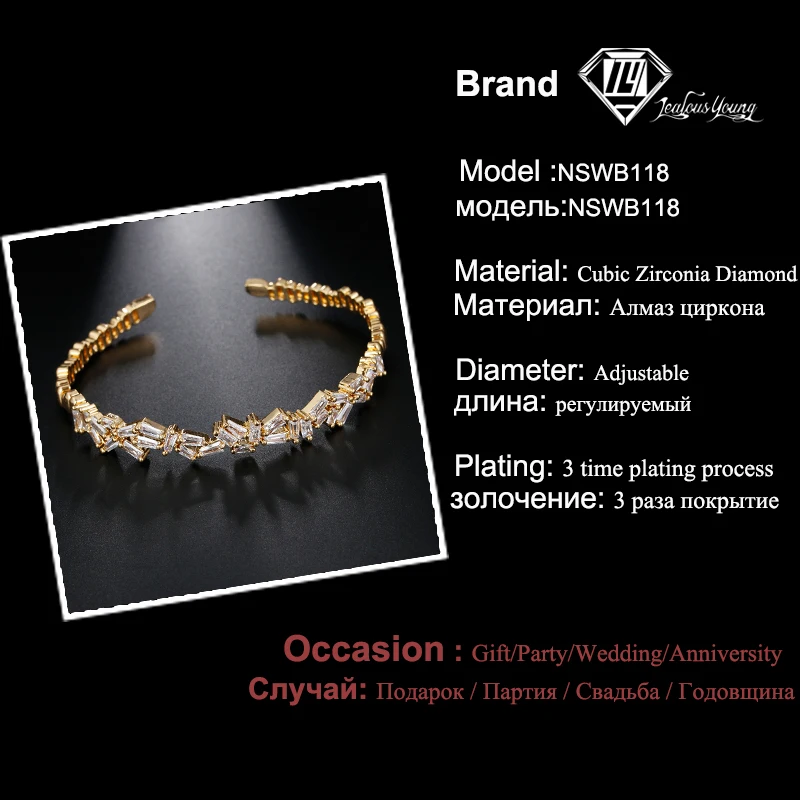 Luxury AAA+ Zircon Bangles Rose Gold Color Bangle Best Feiend Gift Bracelets For Women Baguette &amp AB118 | Украшения и