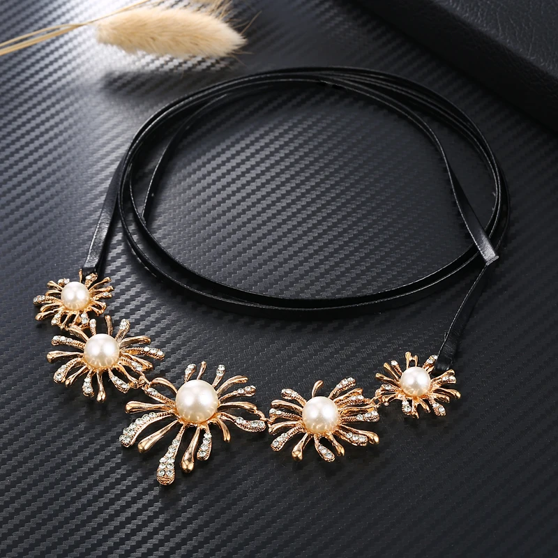 Европейский черный из искусственной кожи Mulitilayer цепи колье Цепочки и ожерелья s