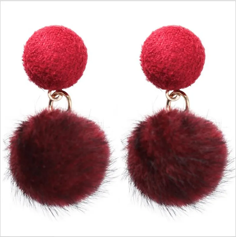 Korean cute fresh girl hearts buttons hair balls earrings geometric B | Украшения и аксессуары