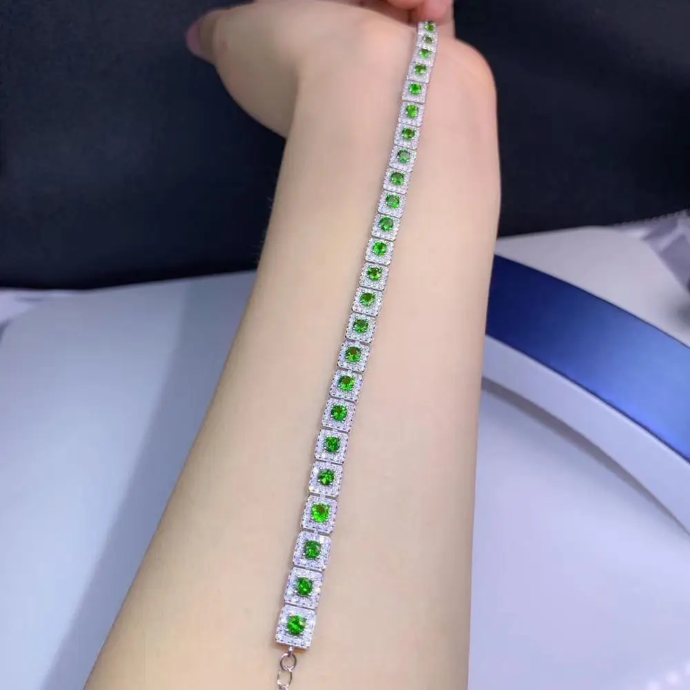 elegant clear green diopside gemstone bracelet women silver jewelry natural gem cost effective 925 sterling gift | Украшения и