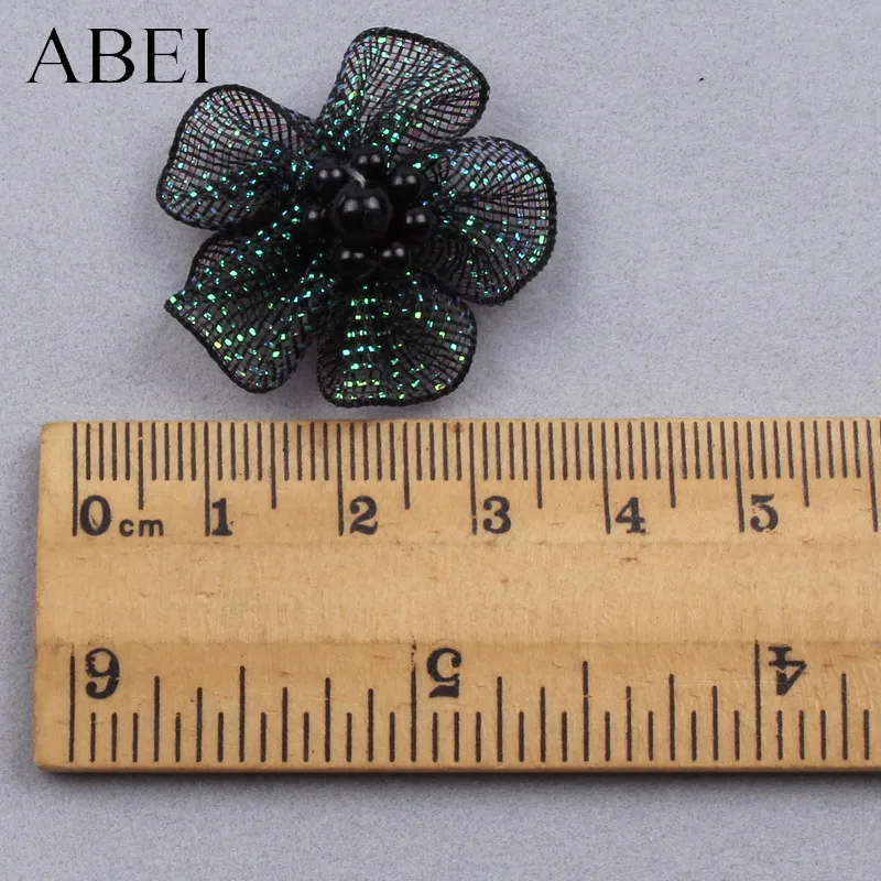 15pcs 3cm Black Mesh Bead Flower Head DIY Scrapbook Card Decoration Handmade Wedding party Dress Crafts | Дом и сад