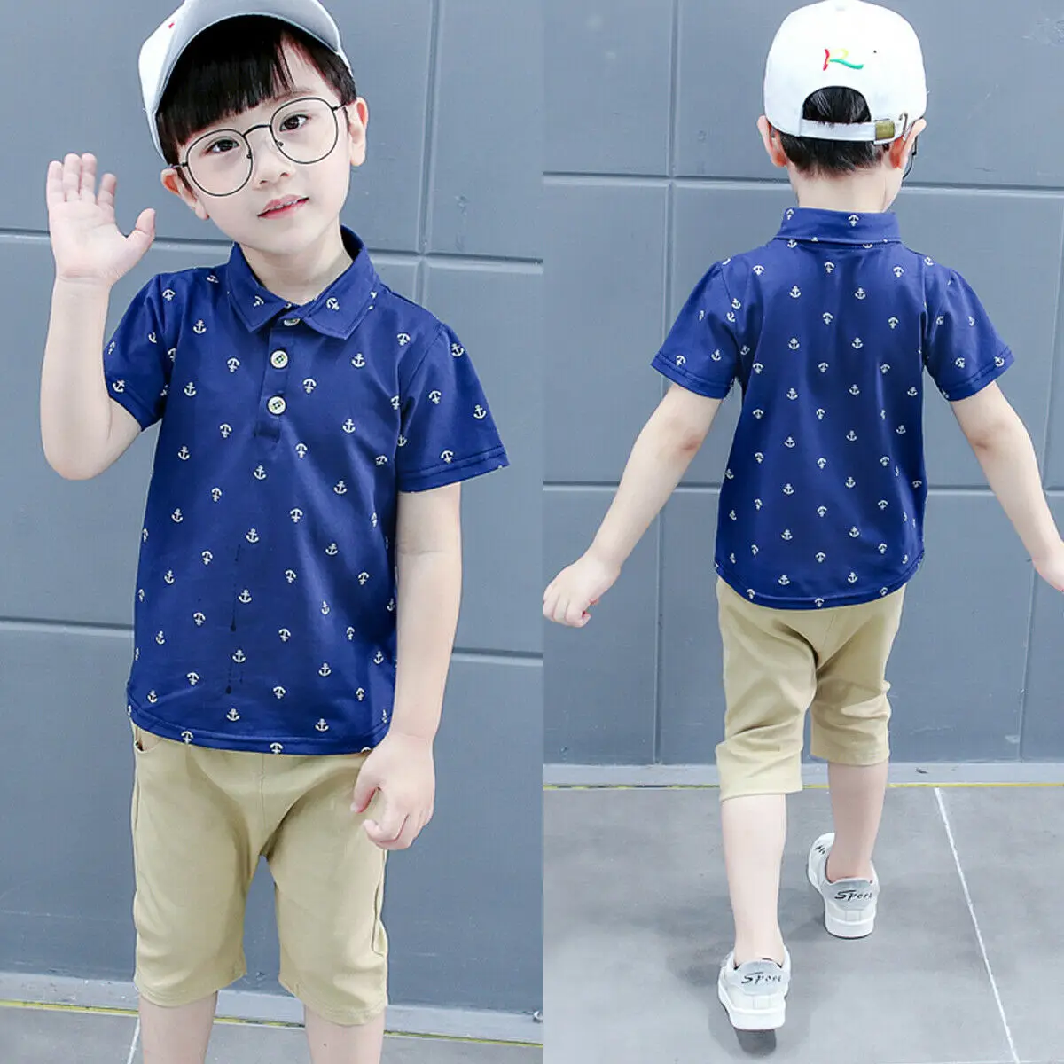 2019 Newest Hot Infant Toddler Baby Boys Kids Summer Anchor Printed T-shirt Tops + Shorts Pants 2pcs Outfits Set Clothes | Детская