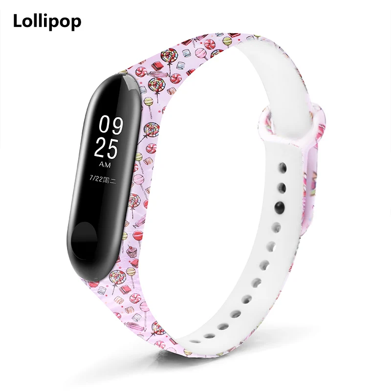 Lollipop BOORUI mi band 3 ремешок удобный цветной mi band ремешок с разнообразным цветочным принтом для xiaomi mi band 3 Смарт-браслеты - Цвет: Lollipop
