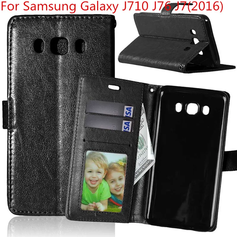 Кожаный чехол-книжка Crazy Horse для Samsung Galaxy J710 J76 J7(2016) с подставкой | Мобильные