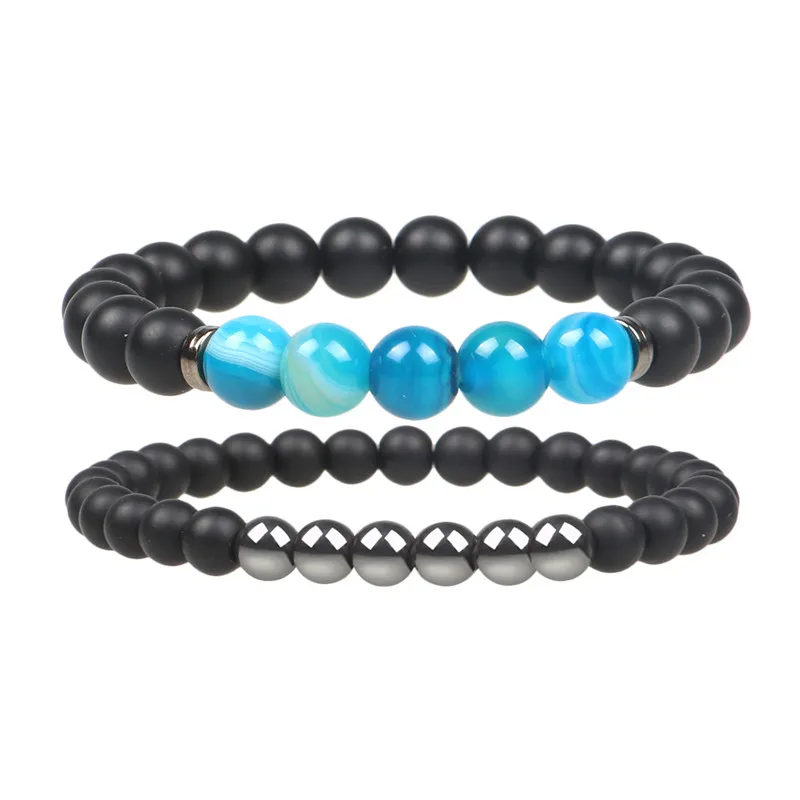 2 шт./компл. бисера браслет из черный мантра Четки Будда для Для мужчин женщин