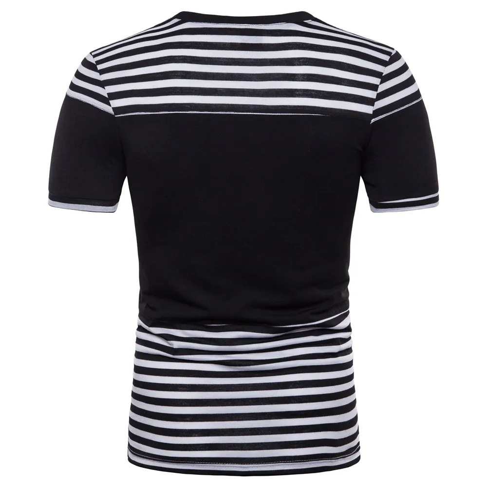 Мужской 2018 брендовая Футболка короткий рукав футболка в полоску с круглым