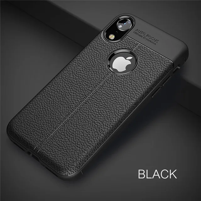 Черный Роскошный кожаный PU силиконовый мягкий чехол для iphone 7 8 6 6s PLus X полный Чехол для iphone X Xr Xs Max противоударный бампер чехол - Цвет: Черный