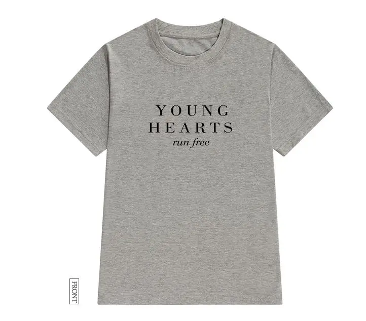 Женская футболка young hearts run free хлопковая Повседневная забавная Футболка для леди