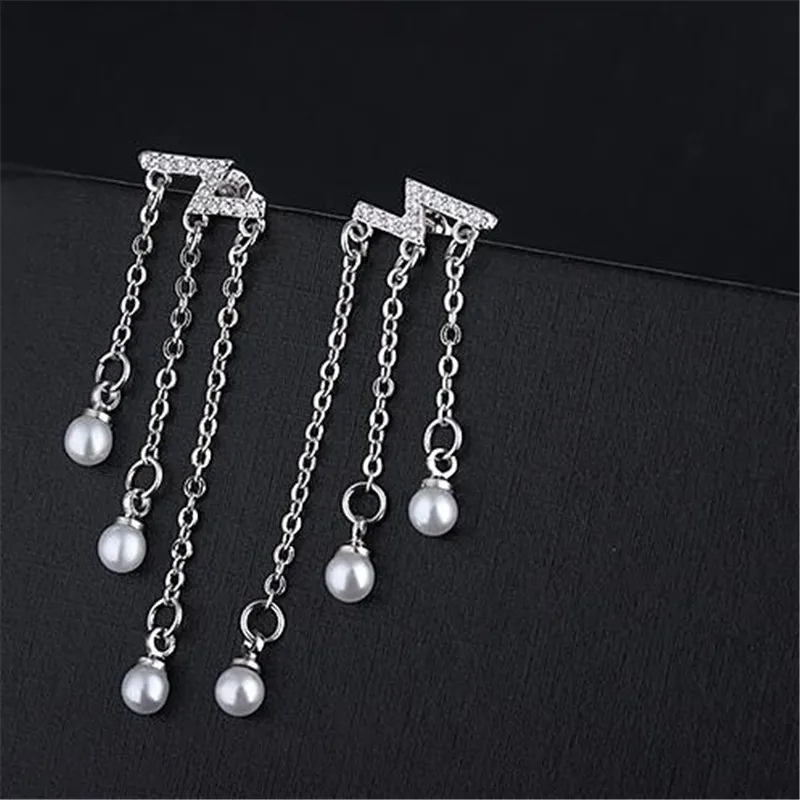 2019 New Design Tassels Pearls Earrings 925 Sterling Silver Drop For Women Fine Jewelry Free Shipping Brincos | Украшения и