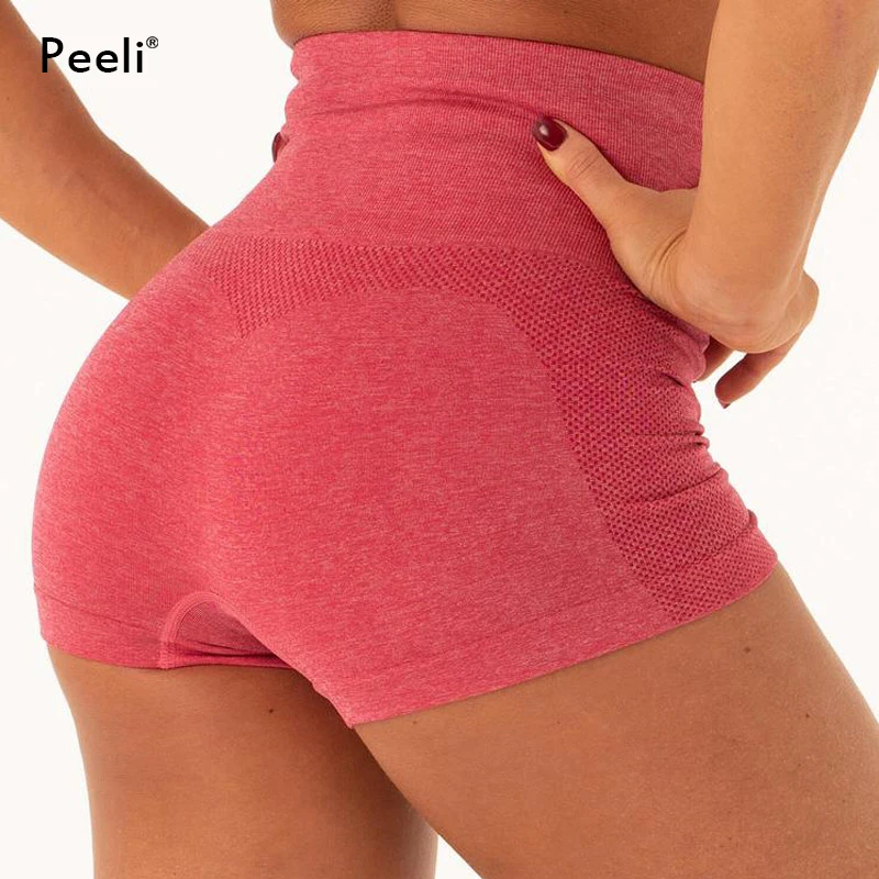 Peeli Booty бесшовные шорты для женщин, пуш-ап, шорты для йоги, одежда для фитнеса, высокая талия, шорты для тренажерного зала, резинки, ягодицы, бесшовные леггинсы, Femme