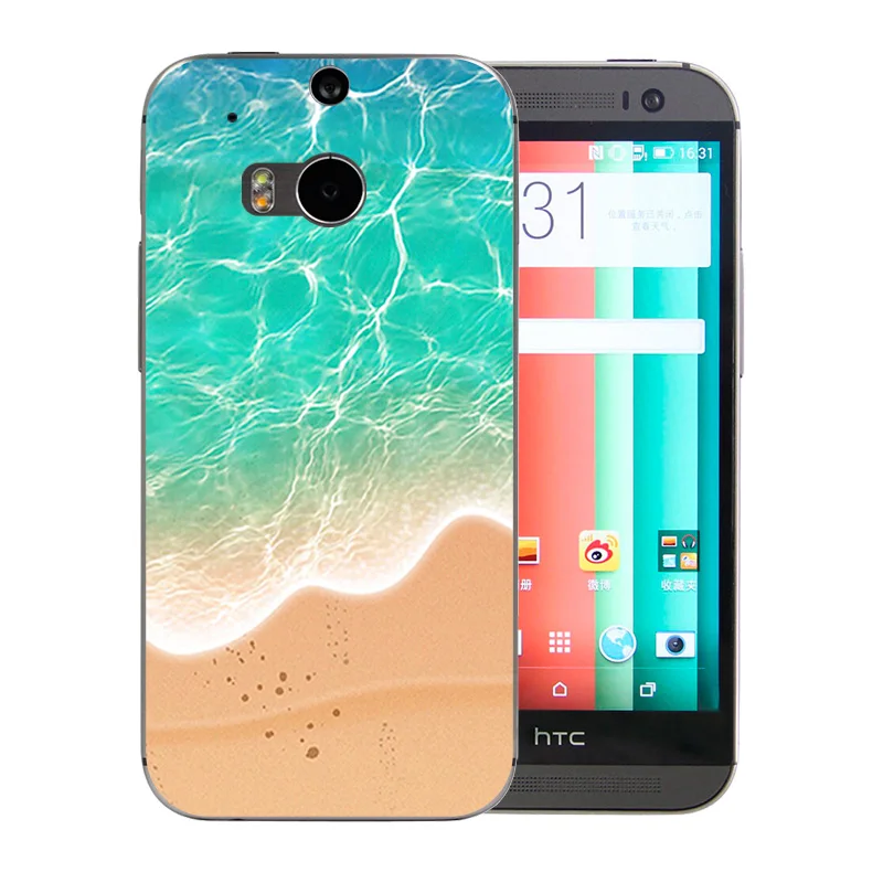 Phone Case Luxury Gel for HTC One M8 Mobile Soft TPU Shell Silicone Landscape Pattern Thin Full Protection Back Cover |