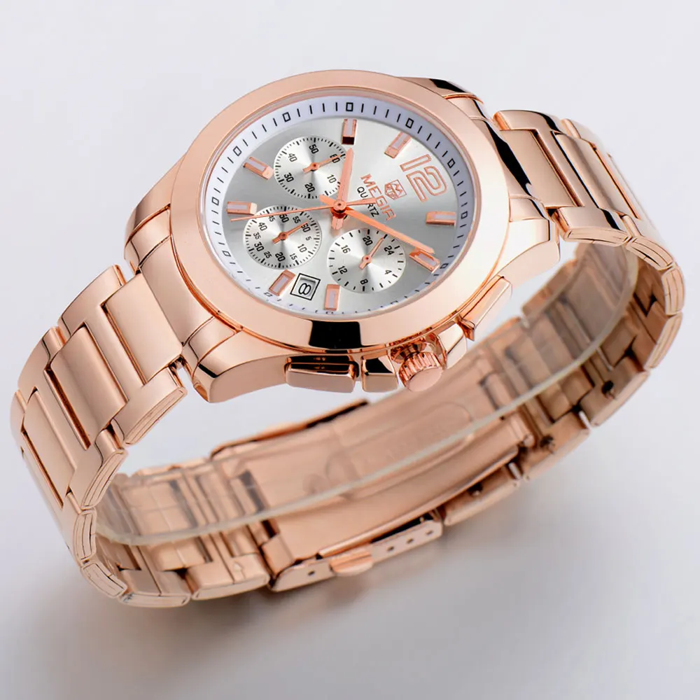 Роскошные Брендовые Часы Megir женские многофункциональные водонепроницаемые