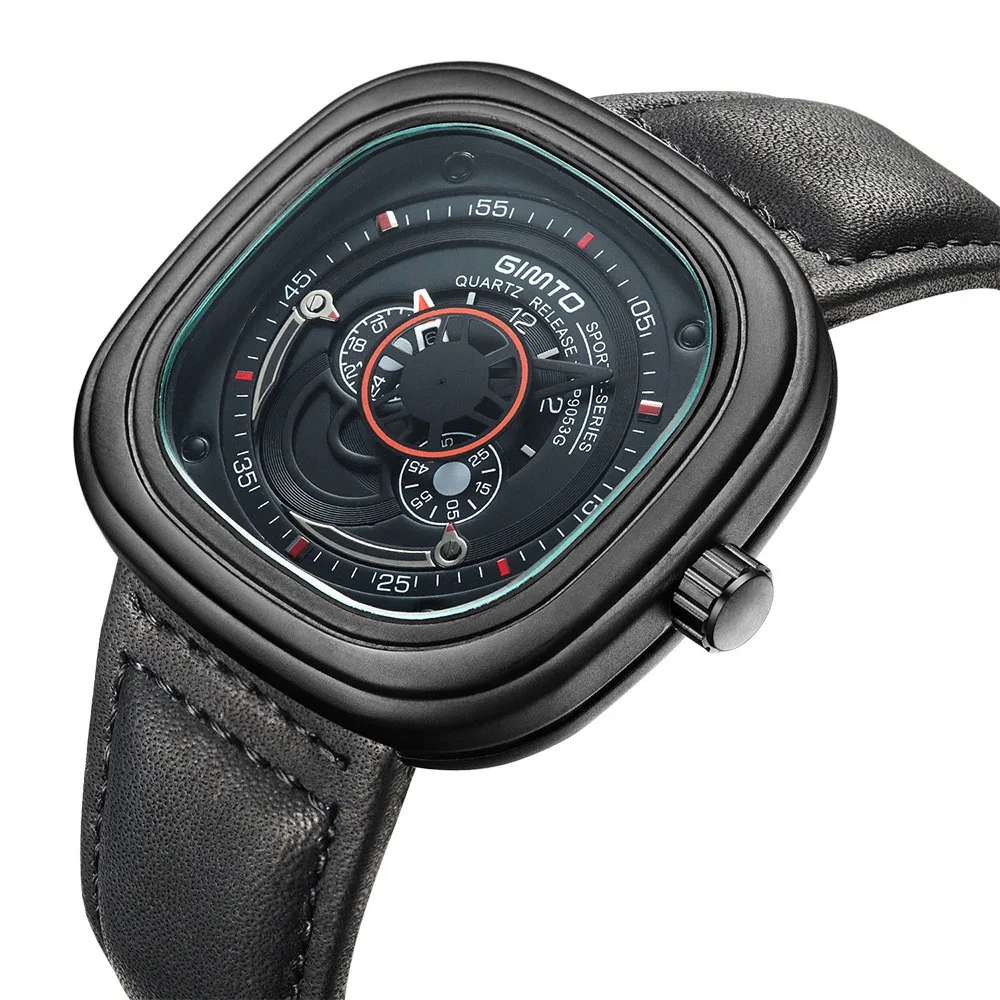 Кожаный пояс Ретро Бизнес Мужские часы gimto бренд творческий личные