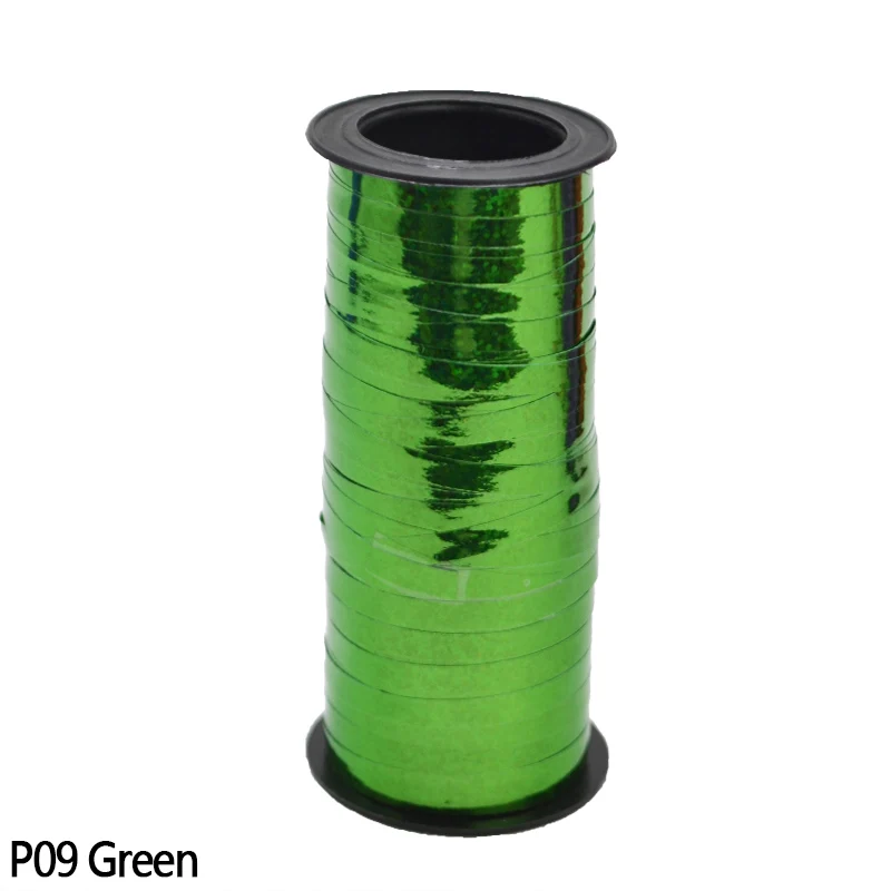 P09 Green-100yards Шар цвета розового золота лента-лазер для вечерние украшения свадьбы День рождения вечерние аксессуары для воздушного шара фольга атласная упаковка кран - Цвет: P09 Green-100yards