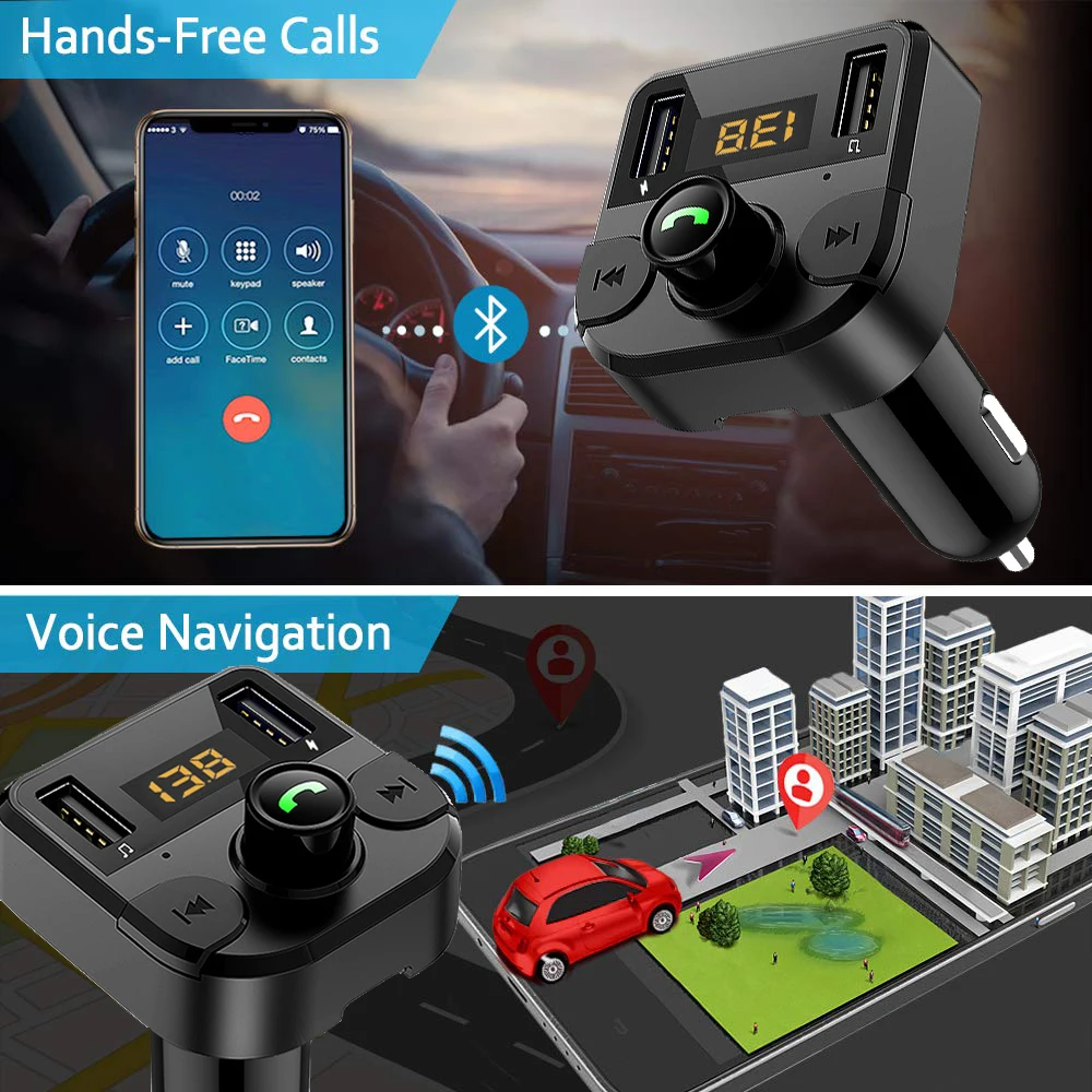 Автомобильный Mp3 плеер Bluetooth 5 0 FM передатчик с U диском TF автомобильное