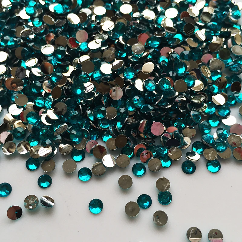 

DIY 1000pcs 2mm 3mm size Peacock Blue 14 Facets Round Crystal Resin Rhinestone ss6 ss12 Flatback Phone Decor Nail Art Diamond 06