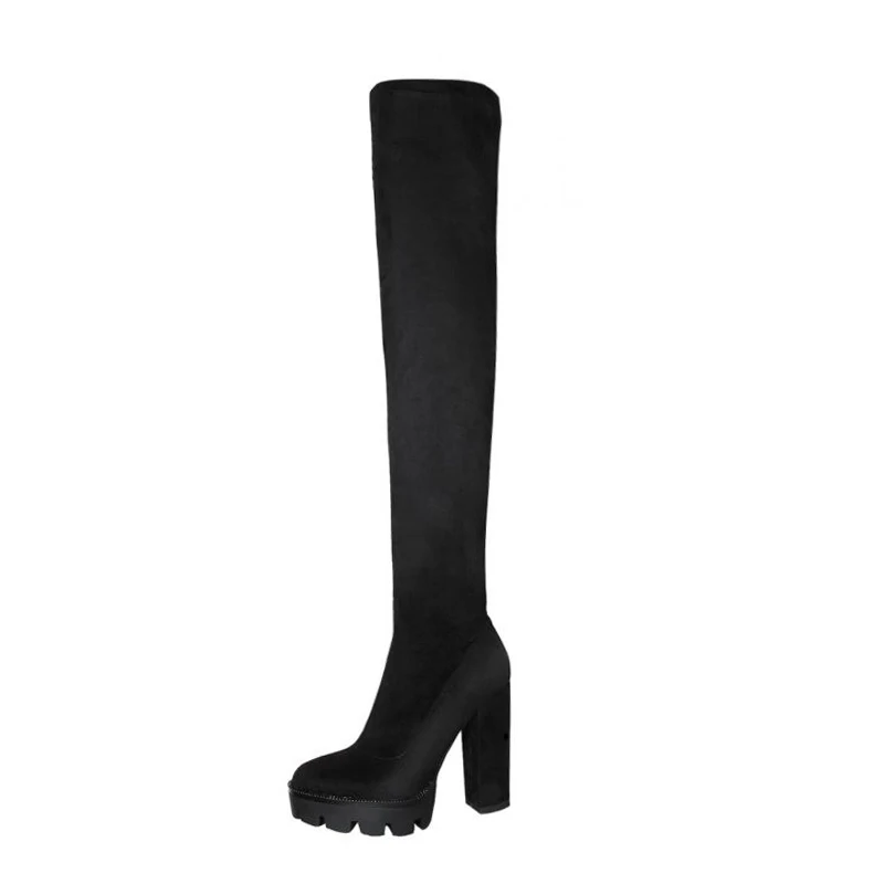 Spring New Flock Leather Women Over The Knee Boots Sexy 12cm High Heels Autumn Woman Shoes Winter Women Boots Size 36-41