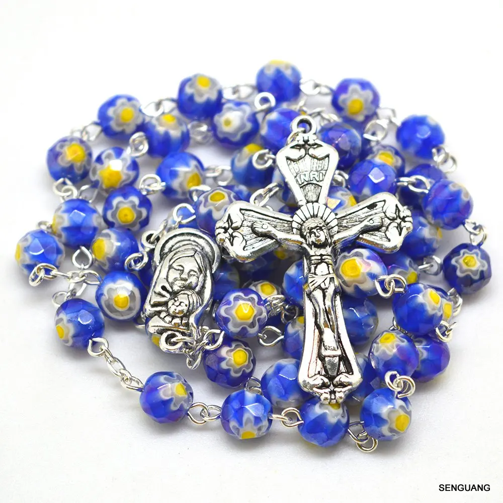 Святого католического граненые стеклянные бусины красный синий желтый зеленый