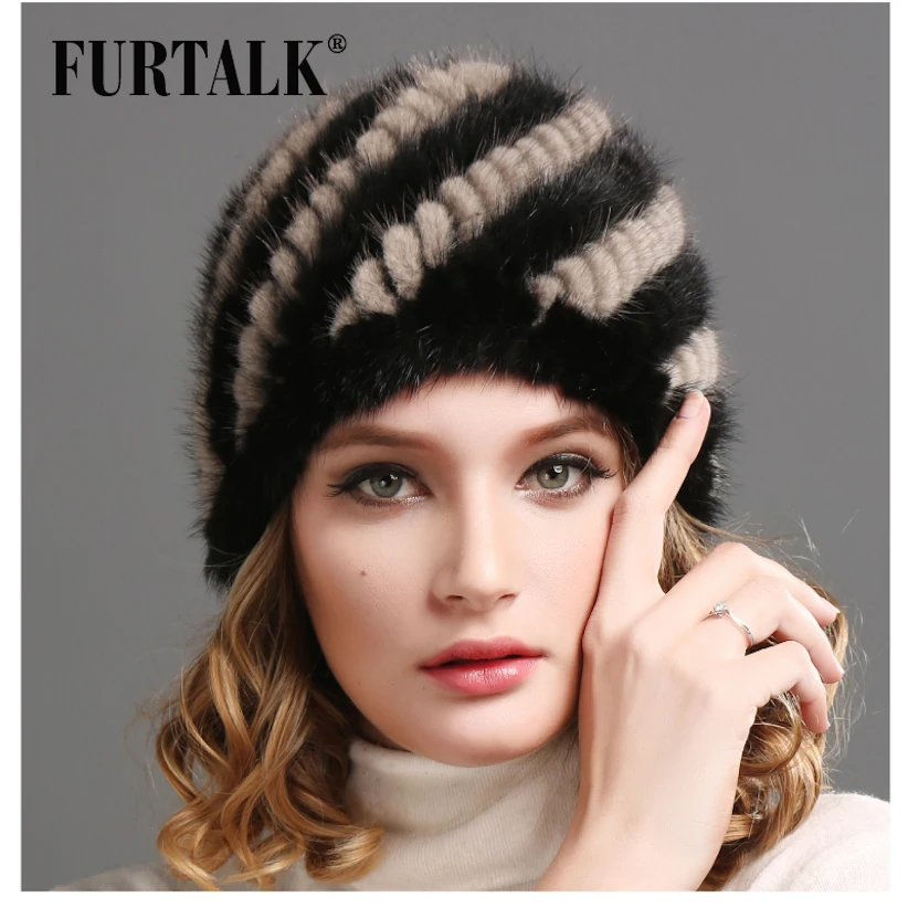 Для женщин русский натуральный Мех Роскошные вязать норки меховая шапка шапочка
