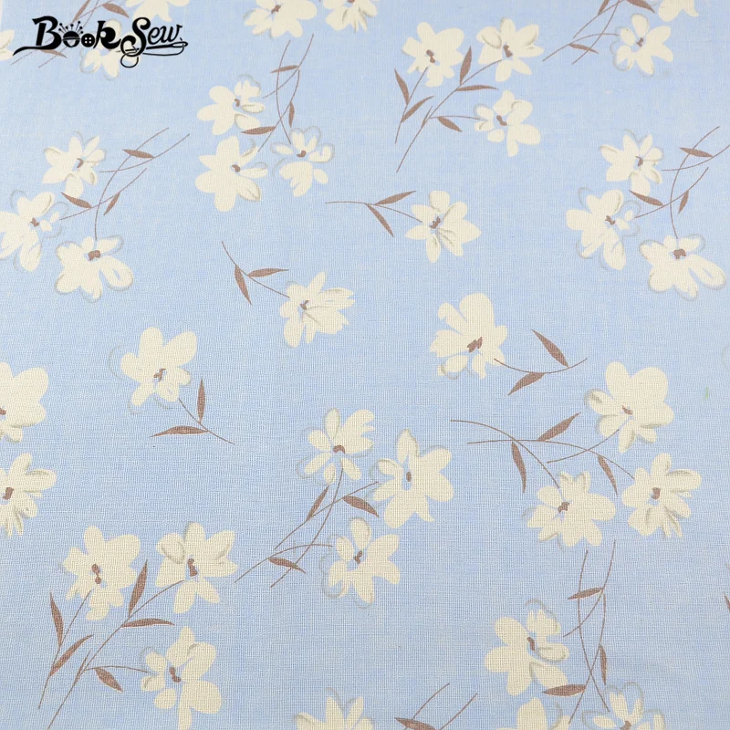 Голубая хлопчатобумажная льняная ткань гардения дизайнерский материал для