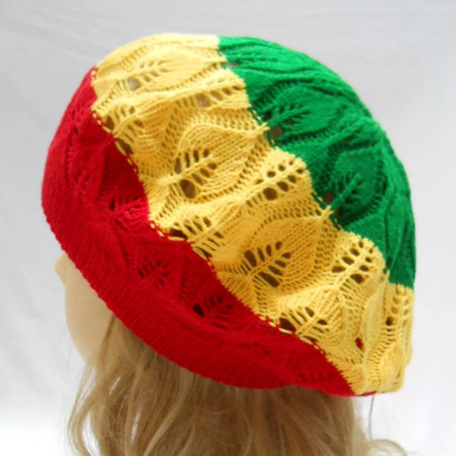 Rasta Tam берет шапка вязаная крючком регги Марли Ямайка растафари sloudy Dreadlock cap-красный желтый зеленый