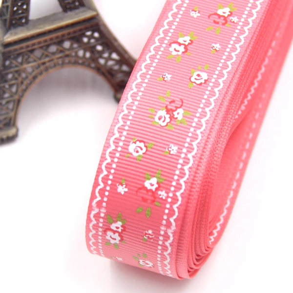Pink Новинка! 5 ярдов/партия, 6 цветов, милая корсажная лента и печатная Цветочная серия лент, сделай сам, украшение для дома и свадьбы/подарочная упаковка - Цвет: Pink