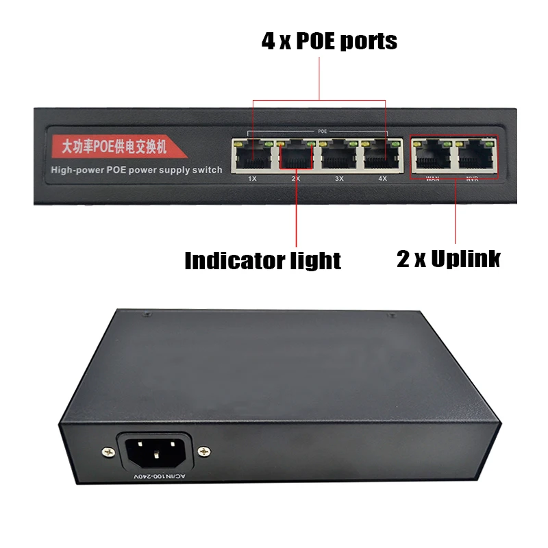 PoE коммутатор XINFI с 4 портами IEEE802.3af/at POE + 2 порта Uplink переключатель питания через