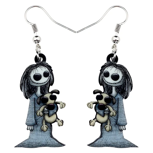 Multicolor Bonsny акриловая Хэллоуин темная кукла с улыбкой игрушечные Серьги Висячие обручи Ювелирное Украшение с призраком для женщин вечерние костюмы талисманы подарок - Окраска металла: Multicolor