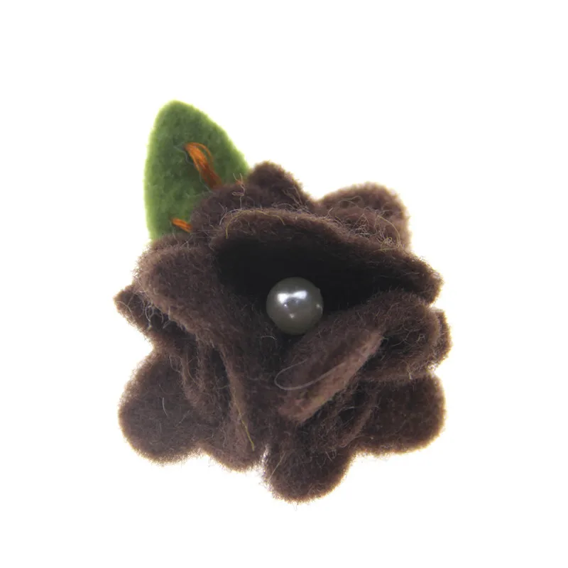 Brown 5 шт. шерсть фетр жемчужный цветок DIY Детская повязка на голову модные украшения аксессуары для волос ручной работы - Цвет: Brown
