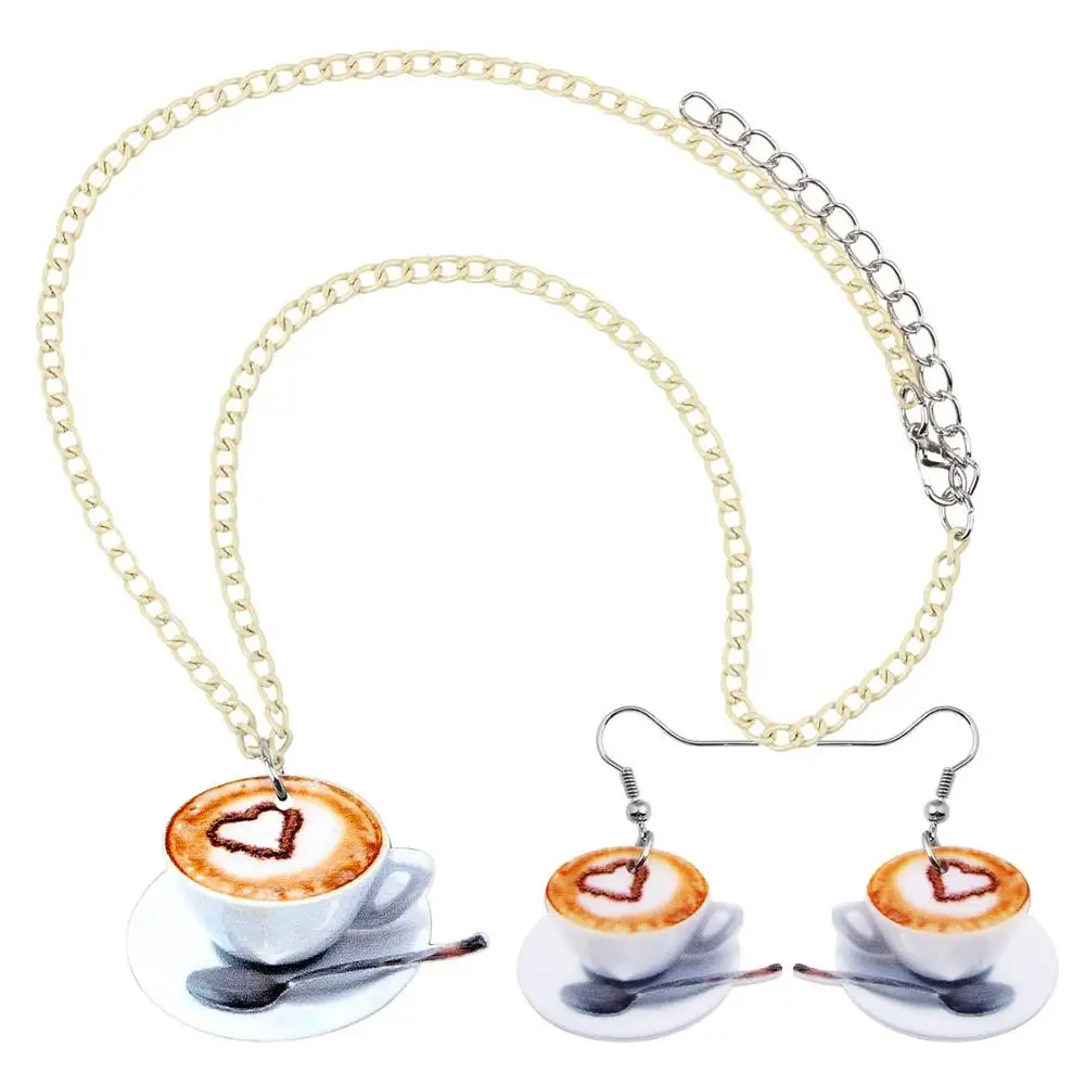 WEVENI набор акриловых украшений милая кофейная чашка в форме сердца ожерелье
