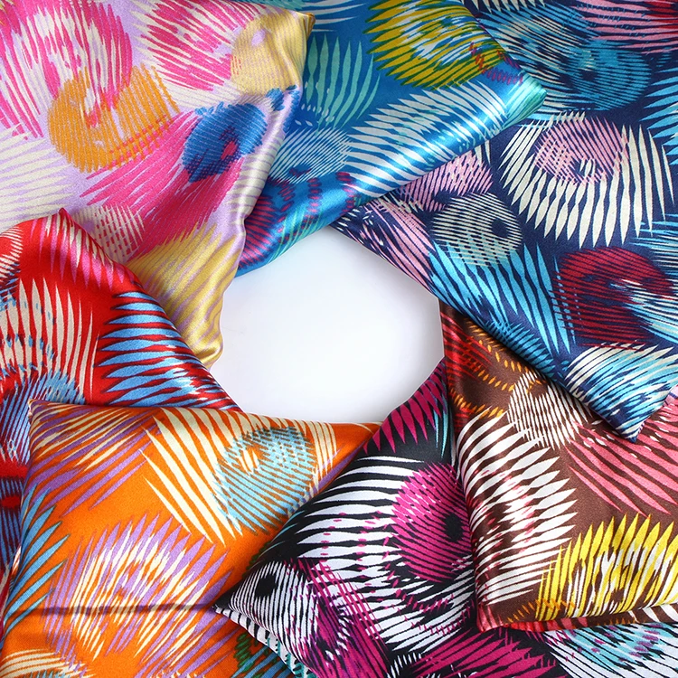 Атласная ткань Глянцевая шармёз абстрактный принт атласная полиэстер Тильда