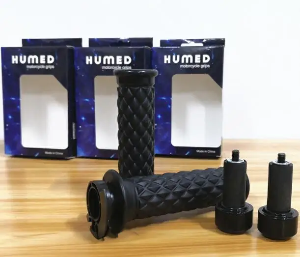 full black HUMED Винтаж Кафе Racer мотоциклетные ручки резиновая ручка бар 7/" 22 мм для GS GN GS QS125/250 мотоциклетные ручки - Цвет: full black