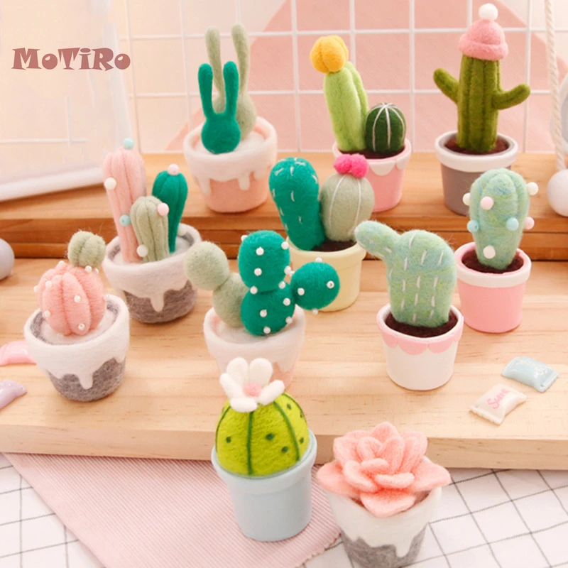 MoTiRo не готовый войлочный материал DIY упаковка серия в горшке кактус шерстяной