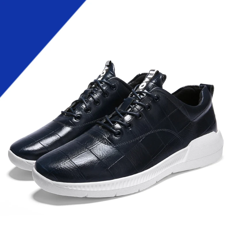Dark blue FJBXT6 ZSAUAN/роскошная мужская обувь; коллекция года; черные кожаные кроссовки; легкий светильник; мужские повседневные лоферы на шнуровке; Chaussures Homme; Прямая поставка - Цвет: Dark blue FJBXT6