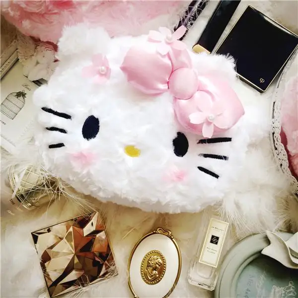 Мультфильм милый hello kitty Макияж сумки Мелодия бантом вечерняя сумка Макияж сумка сладкие клатчи леди Свадебный Кошелек хранилище посылка - Цвет: 1