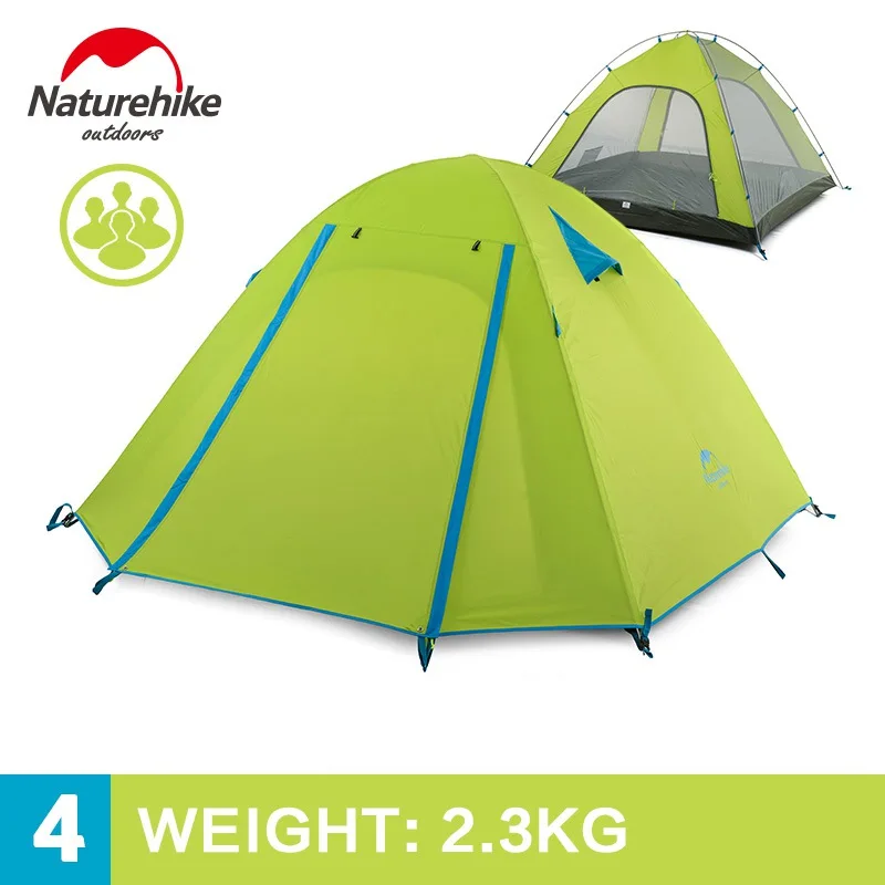 NatureHike 3-4 человек кемпинг палатка двухслойный алюминиевый стержень 3 сезона Открытый Туризм Путешествия играть непромокаемый тент - Цвет: P4 Green