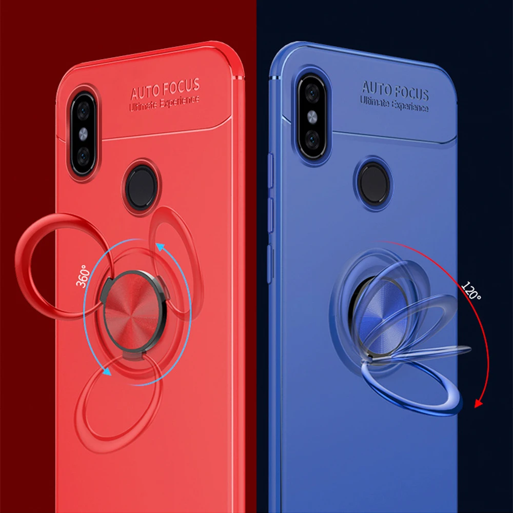 Автомобильный чехол-подставка с кольцом на палец для Redmi Note 7 силиконовый чехол