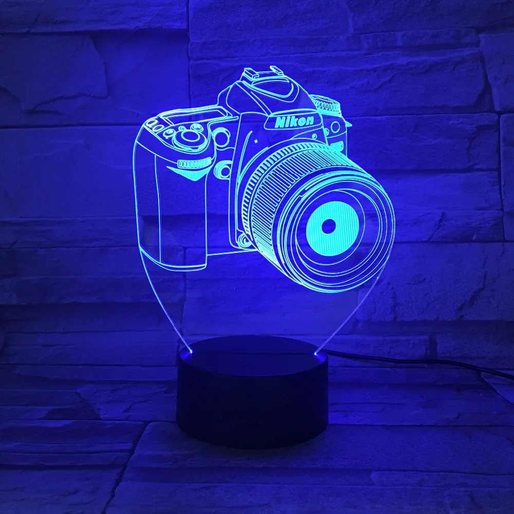 Новинка подарки 3D акрил развлечения камера Иллюзия светодиодный светильник USB Настольный свет гамма ночник Романтический прикроватный светильник украшения