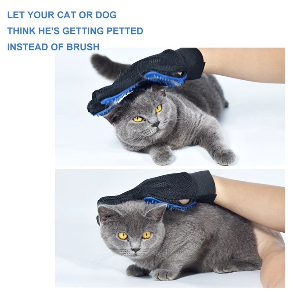 Pet Hair Glove Comb Dog Cat Grooming Cleaning Deshedding Left Right Hand Removal Brush Promote Blood Circulation | Дом и сад