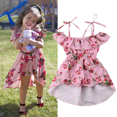 Kid Girl Summer Print Short Pants Tuxedo Romper Clothes Floral Toddler Kids Baby Jumpsuit Outfits Dresses | Детская одежда и обувь