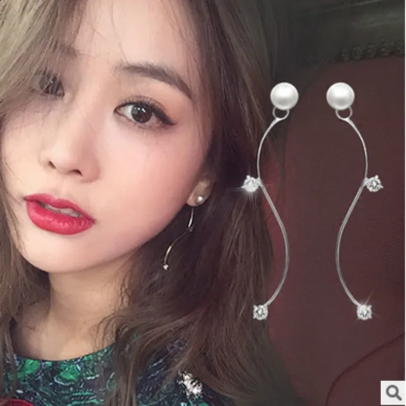 Новинка 2017! Модные ювелирные изделия жемчужная Ушная линейка изогнутые стразы