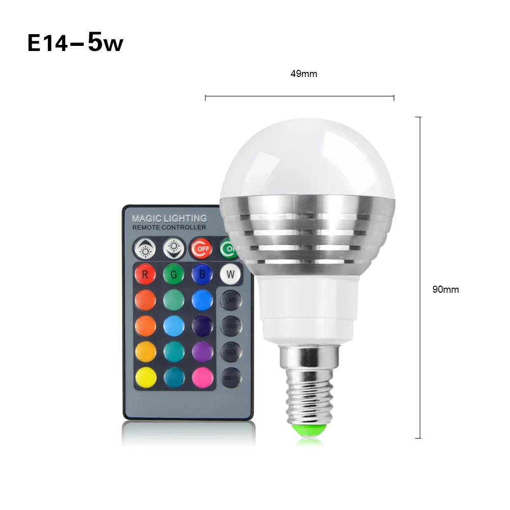 E14 5W E27 E14 Светодиодный светильник 5 Вт 7 Вт RGB 16 цветов сменный светодиодный светильник 110 В 220 В RGB светодиодный светильник Точечный светильник с ИК-пультом дистанционного управления домашний декор - Испускаемый цвет: E14 5W