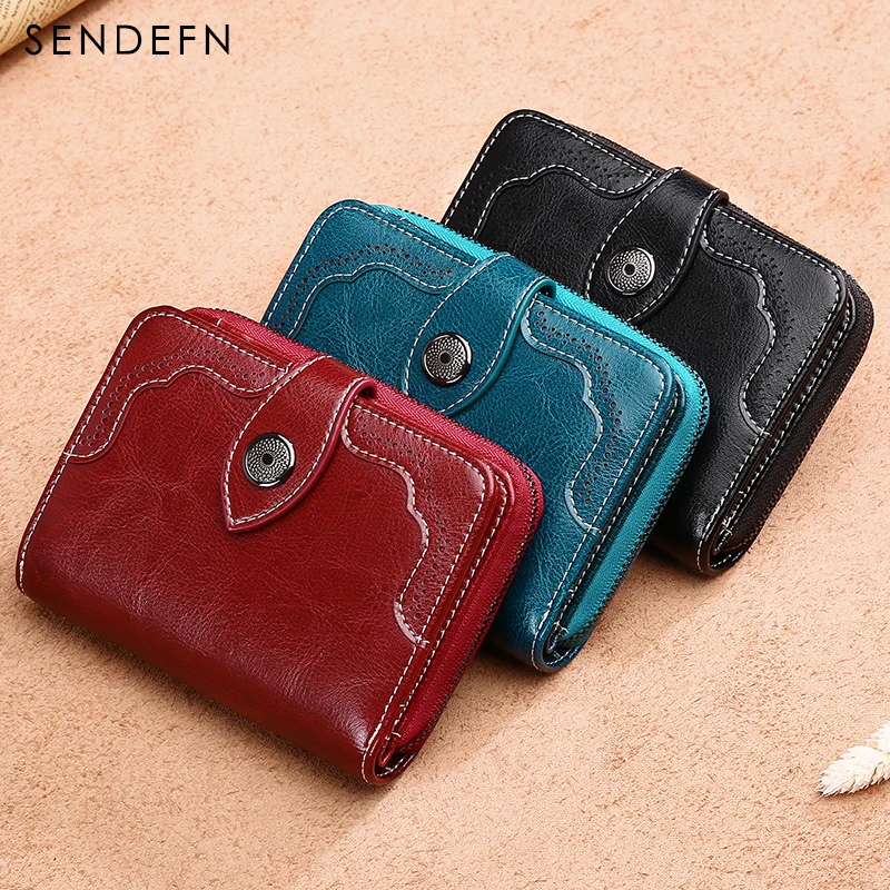 SENDEFN женские короткие кошельки из спилка женский кошелек держатель для карт