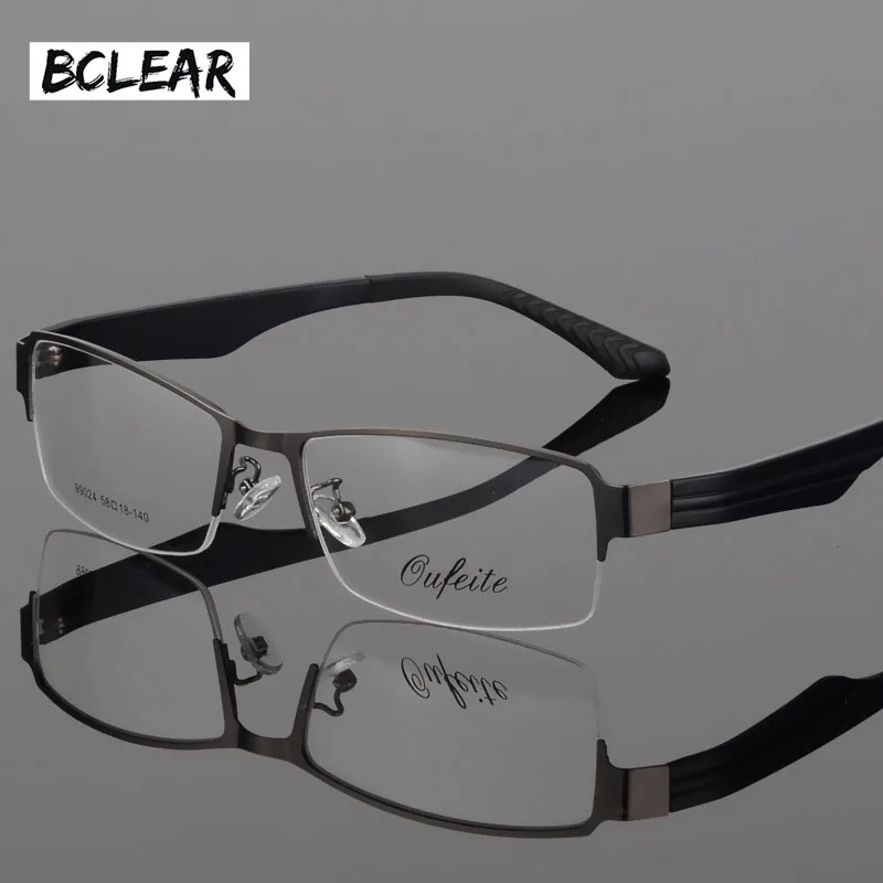 Мужские очки для близорукости BCLEAR Полуободковые широкие стекла в оправе Большие
