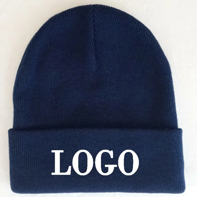 20pcs beanie 3D Stitch logo winter hats for women Adult Elastic Skull Custom Embroidery logo Beanies US Big size bonnet