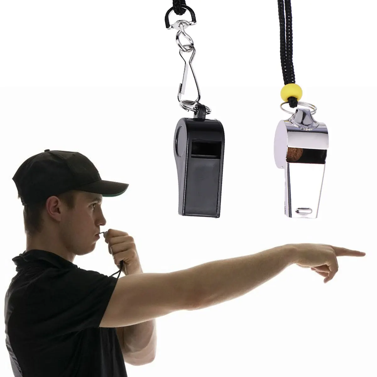 6 шт. свистки из нержавеющей стали пластик с шнурком для спасателей тренеров