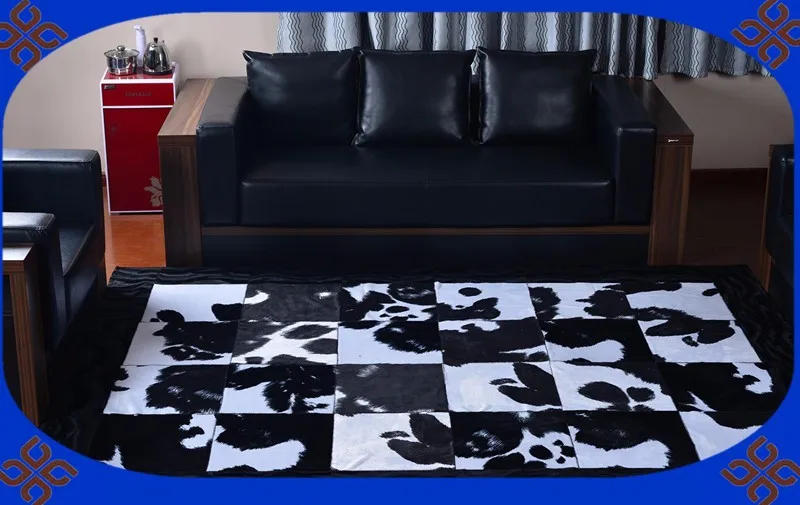 

2018 free shipping 100% natural genuine cowhide leather carpet design